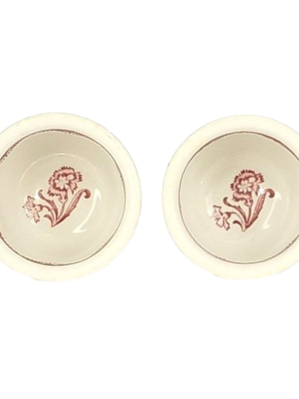 2 Vintage Town Sterling China Red Floral Vitrified Custard Cups Berry Sauce Bowl - Picture 3 of 6